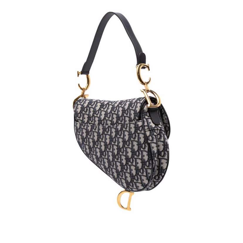 Dior Oblique Canvas Saddle Bag Blue Canvas Good condition - Back View