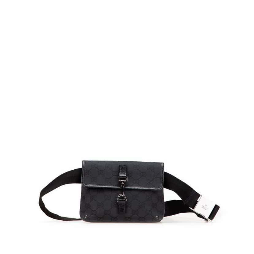 Gucci GG Canvas Jackie Belt Bag Black Canvas Very good condition - Front View