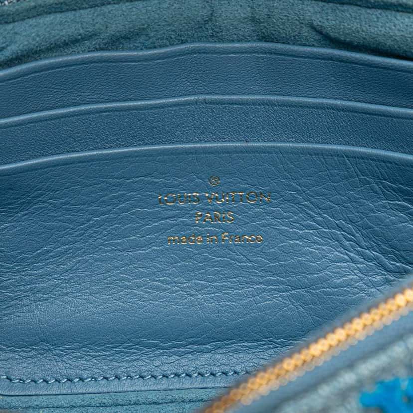 Louis Vuitton Embroidered Monogram Denim New Wave Chain Pochette Blue Denim Good condition - Box View