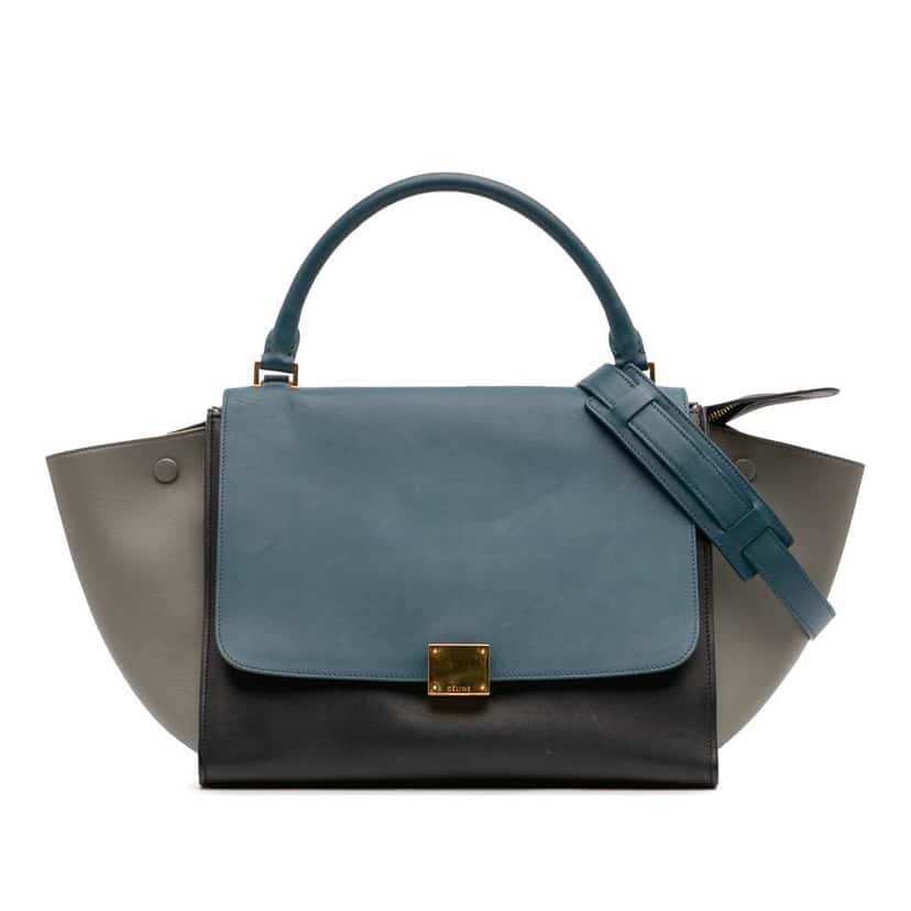 Celine Medium Tricolor Leather Trapeze Satchel Black Leather Good condition - Front View