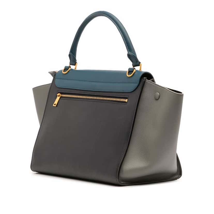 Celine Medium Tricolor Leather Trapeze Satchel Black Leather Good condition - Back View