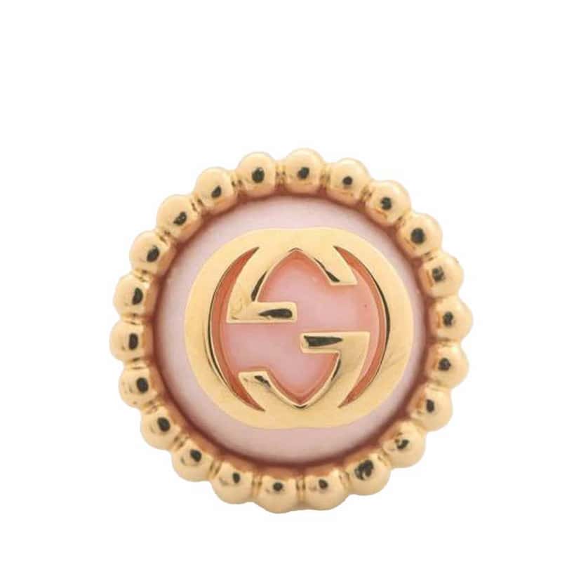Gucci Gold Plated Resin and Crystal Interlocking G Single Earring Gold Metal Good condition - Back View