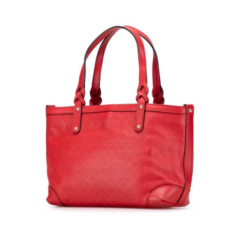 Gucci Small Diamante Leather Craft Tote Red Leather Very good condition - Back View