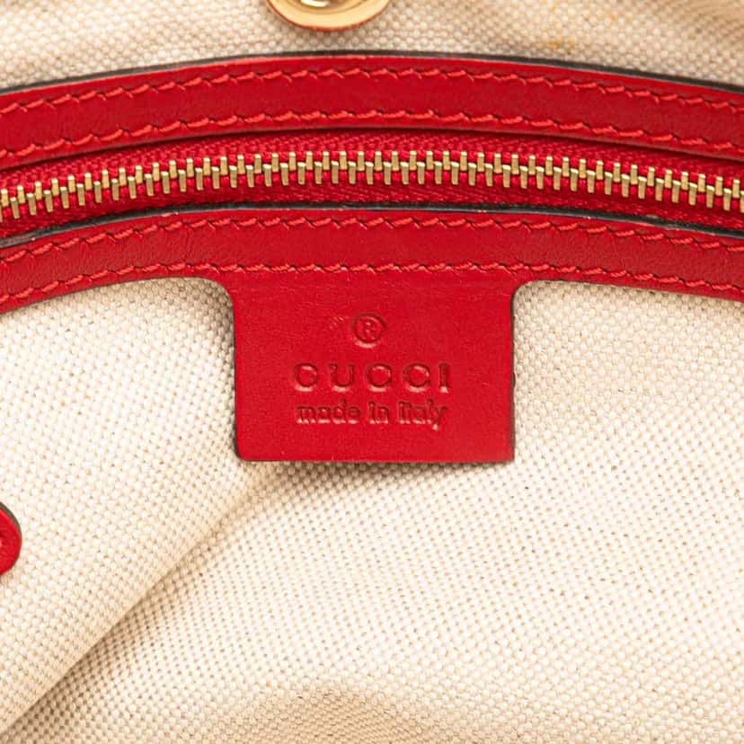 Gucci Small Diamante Leather Craft Tote Red Leather Very good condition - Box View