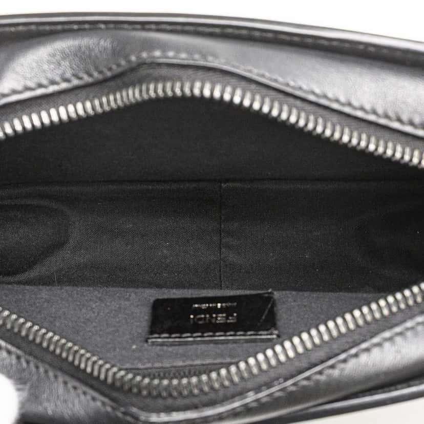 Fendi Vitello Century Grace FF Embossed Crossbody Black Leather Good condition - Inside View
