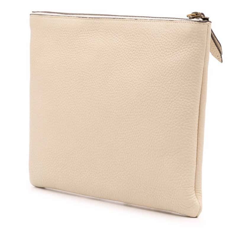 Gucci Leather Blind For Love Clutch White Leather Good condition - Back View
