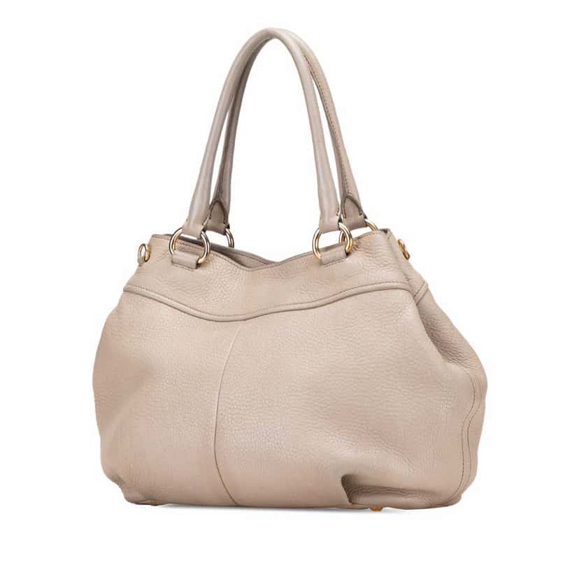 Prada Vitello Daino Open Convertible Tote Brown Leather Good condition - Back View