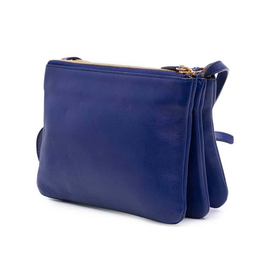 Celine Small Lambskin Trio Crossbody Blue Leather Good condition - Back View