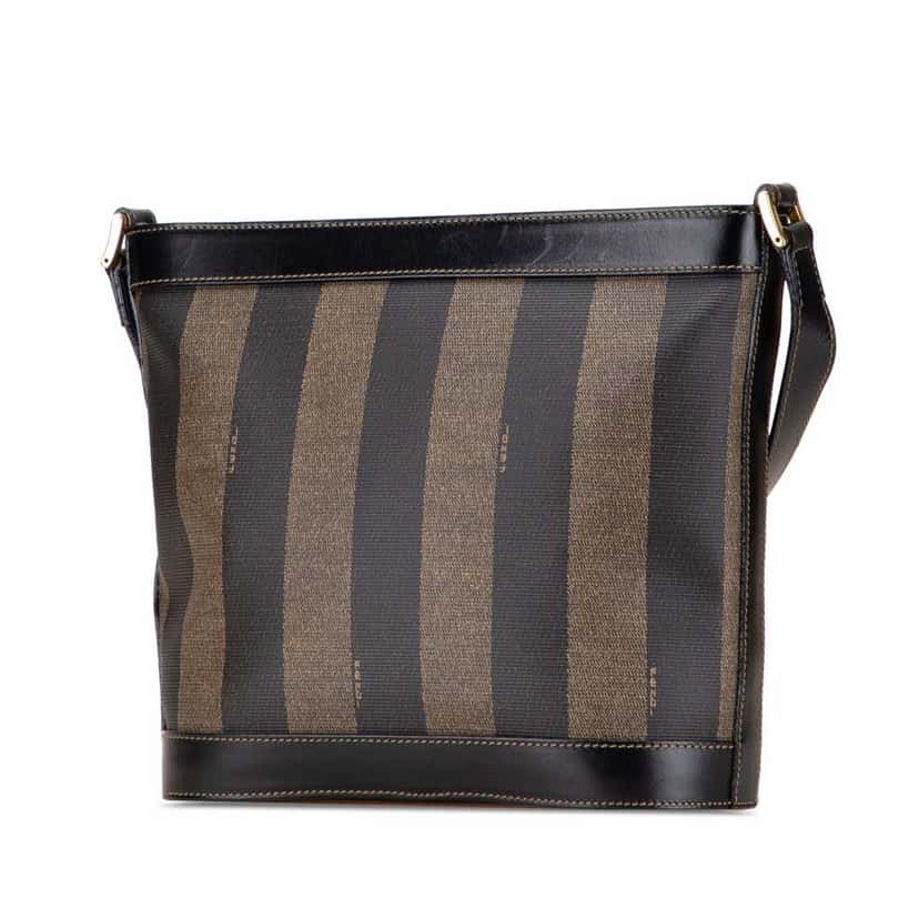 Fendi Pequin Coated Canvas Crossbody Black Canvas Good condition - Back View