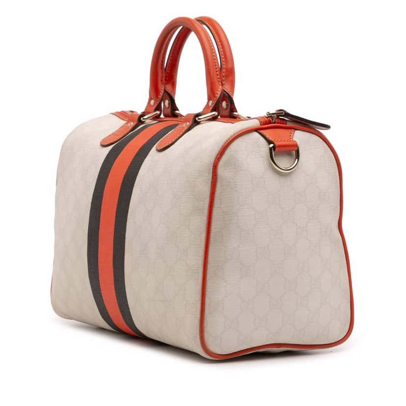 Gucci GG Supreme Joy Web Boston White Canvas Good condition - Back View