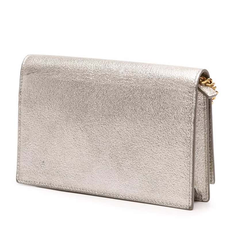 Saint Laurent Metallic Calfskin Monogram Kate Tassel Wallet on Chain Gold Leather Good condition - Back View