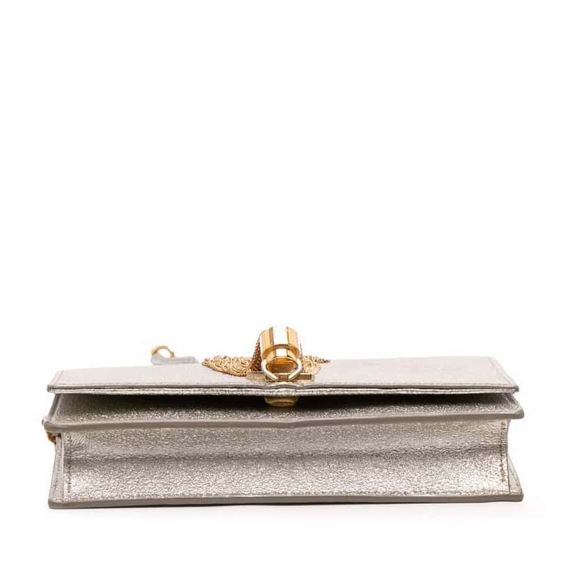 Saint Laurent Metallic Calfskin Monogram Kate Tassel Wallet on Chain Gold Leather Good condition - Inside View