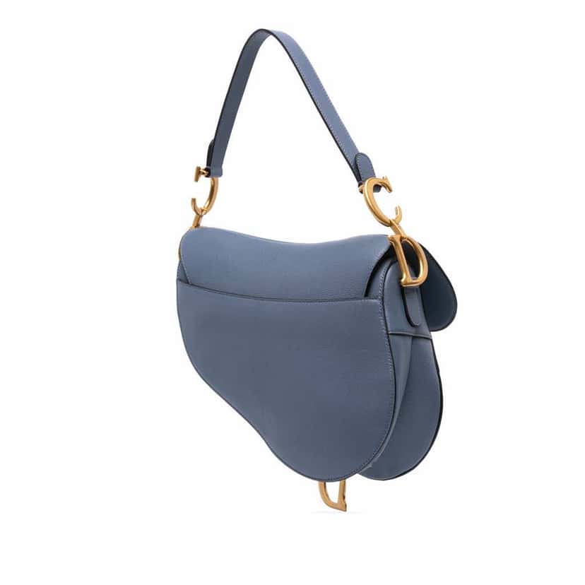 Dior Goatskin Saddle Bag Blue Leather Good condition - Back View