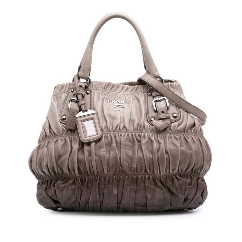 Prada Nappa Gaufre Ombre Satchel Grey Leather Good condition - Front View