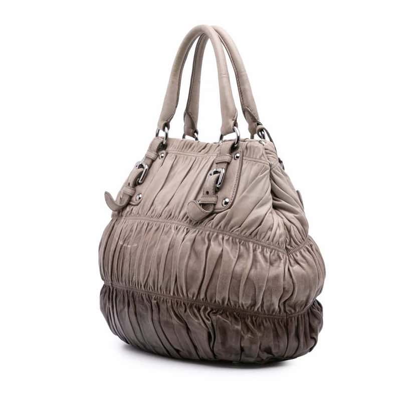 Prada Nappa Gaufre Ombre Satchel Grey Leather Good condition - Back View