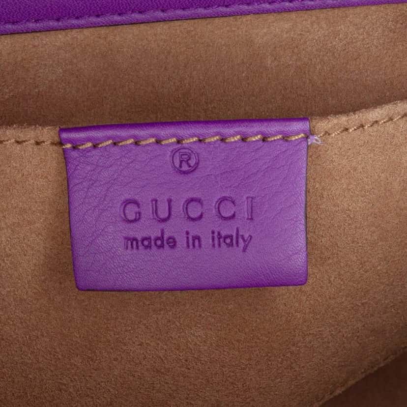 Gucci Small Embroidered Calfskin Tiger Strawberry Padlock Crossbody Purple Leather Good condition - Box View