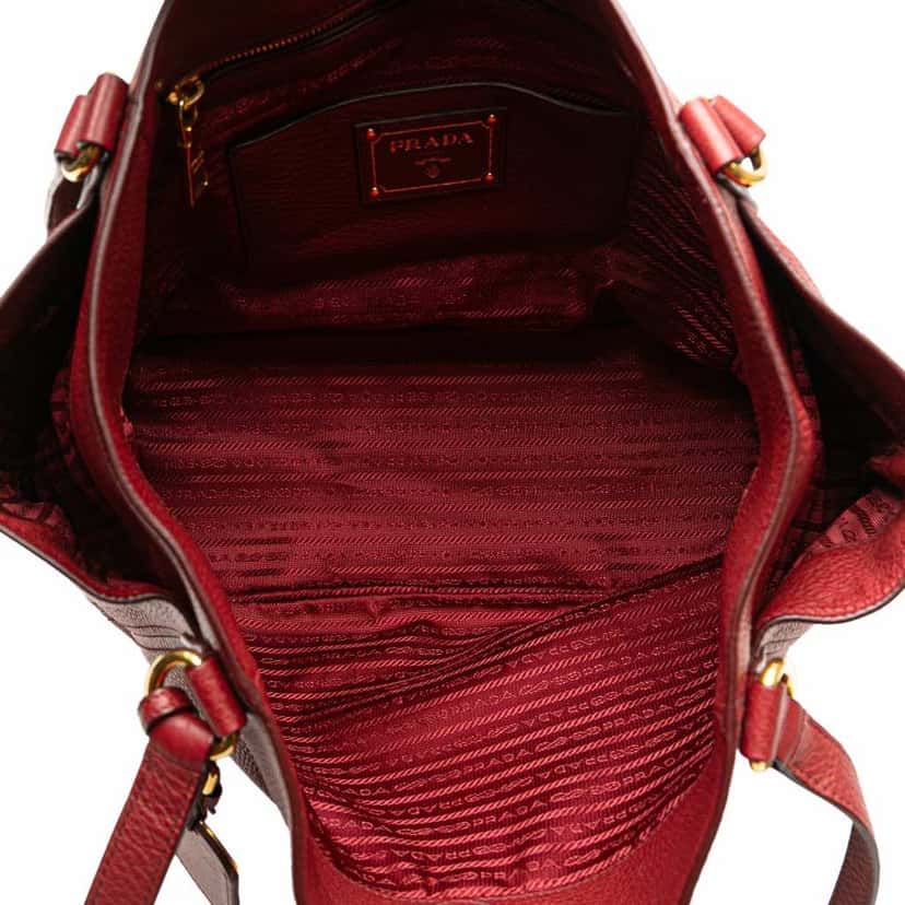 Prada VItello Daino Double Pocket Tote Red Leather Good condition - Model View