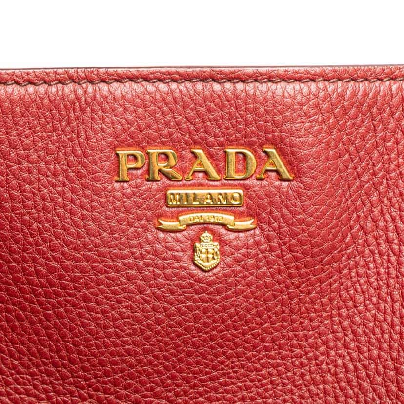 Prada VItello Daino Double Pocket Tote Red Leather Good condition - Box View