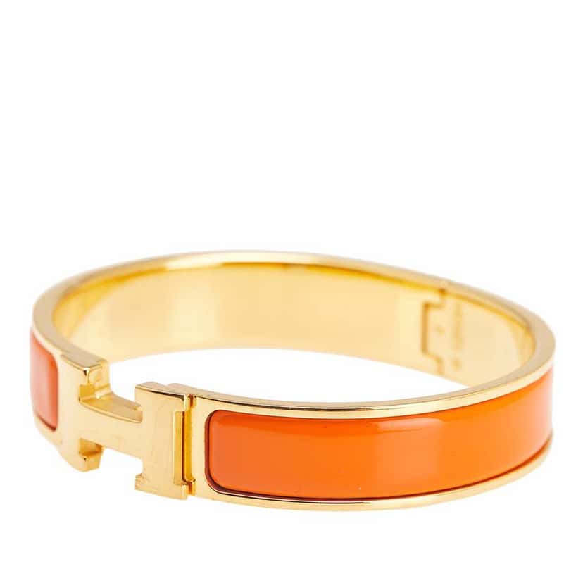 Hermès Enamel Clic H Bracelet PM Orange Good condition - Back View