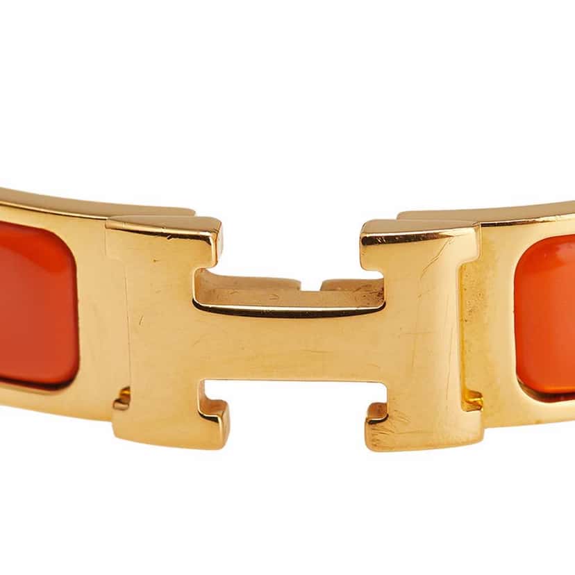 Hermès Enamel Clic H Bracelet PM Orange Good condition - Model View