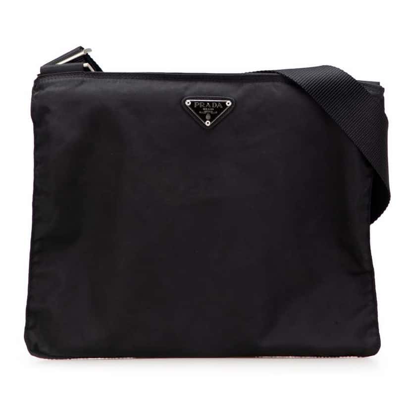 Prada Tessuto Zip Top Crossbody Black Good condition - Front View