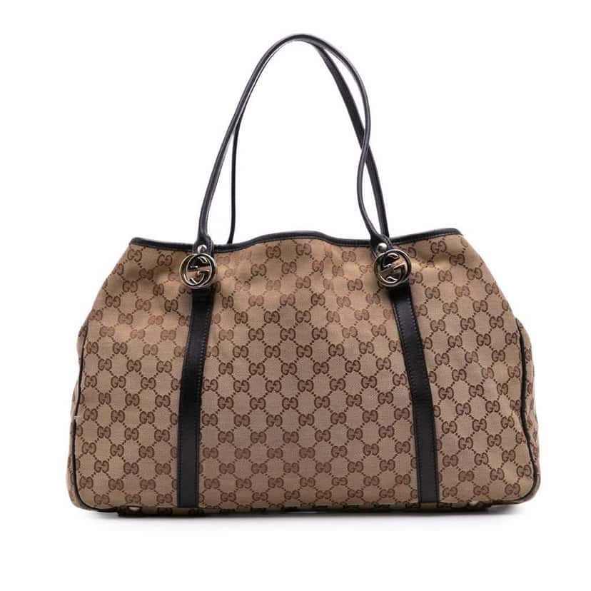 Gucci Large GG Canvas Twins Tote Brown Canvas Good condition - Front View