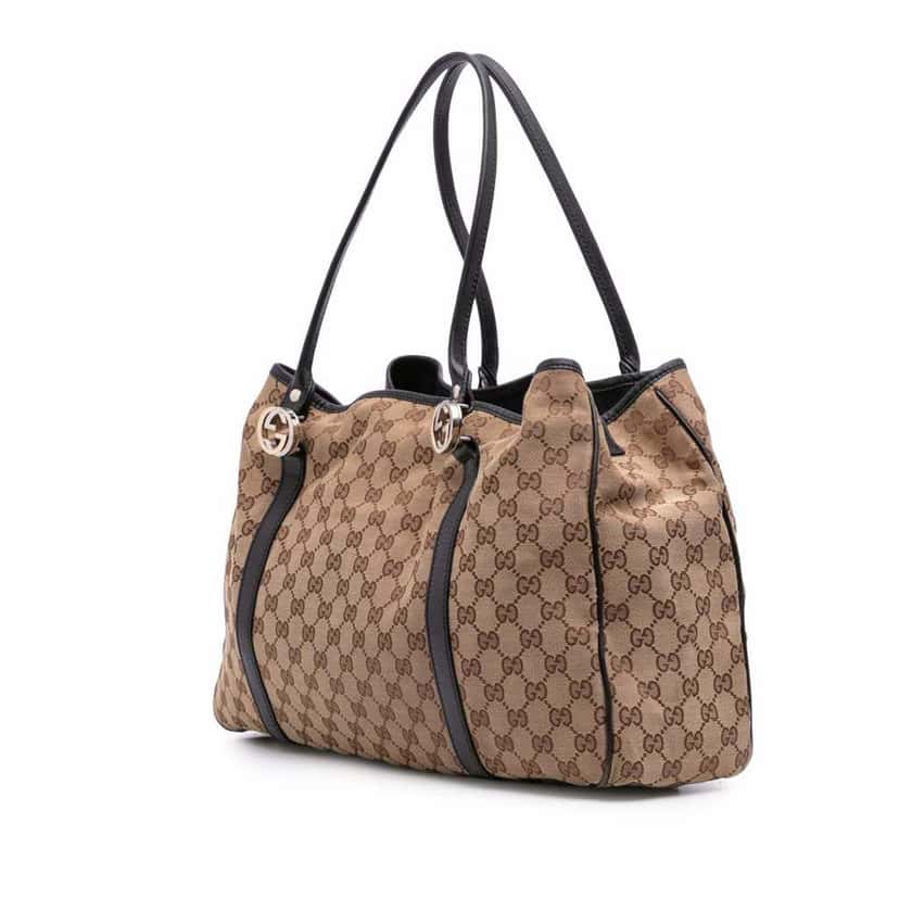 Gucci Large GG Canvas Twins Tote Brown Canvas Good condition - Back View