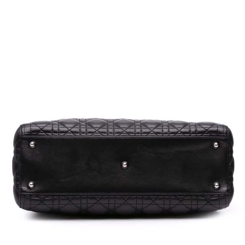 Dior Large Lambskin Cannage Lady Dior Black Leather Good condition - Inside View