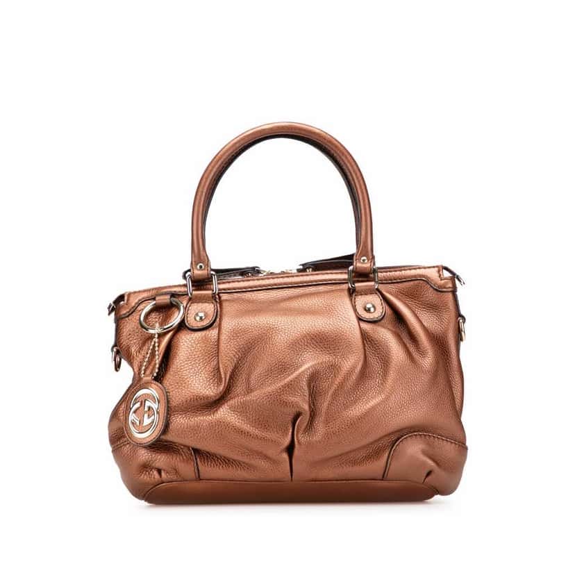 Gucci Calfskin Sukey Satchel Brown Leather Good condition - Front View