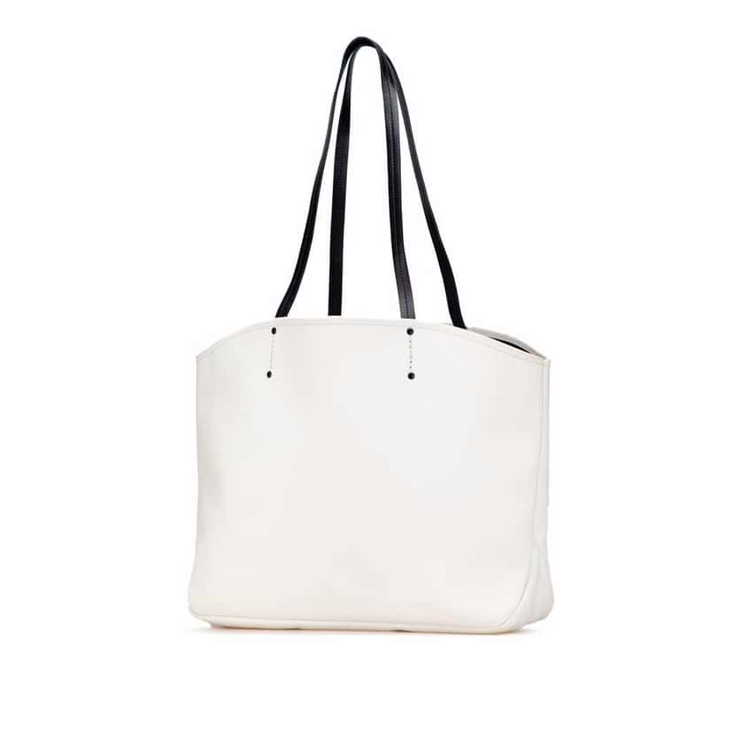 Prada Canapa Banana Print Tote White Canvas Good condition - Back View