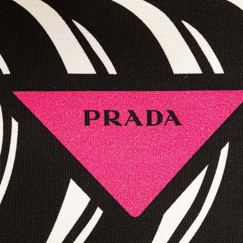 Prada Canapa Banana Print Tote White Canvas Good condition - Box View