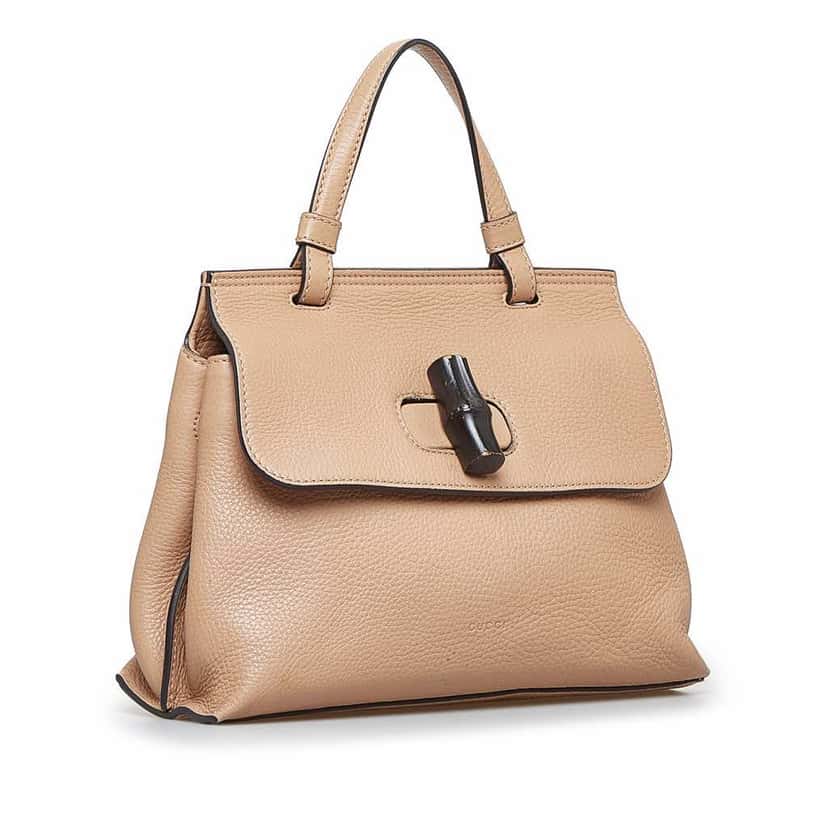 Gucci Small Leather Bamboo Daily Satchel Brown Leather Very good condition - Back View