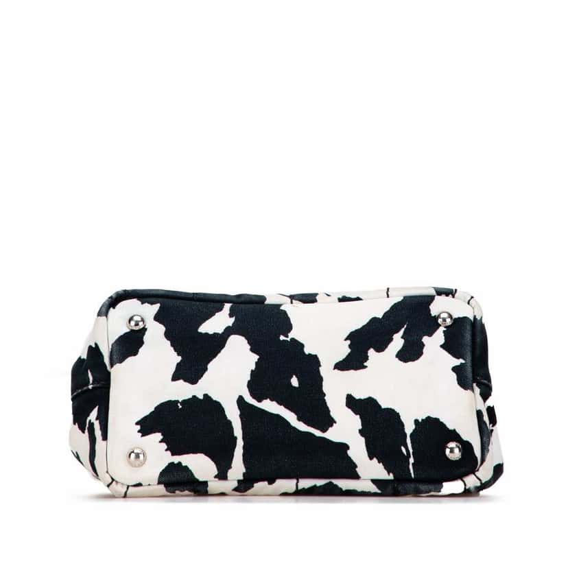 Prada Small Canvas Canapa Cow Print Satchel White Canvas Good condition - Inside View