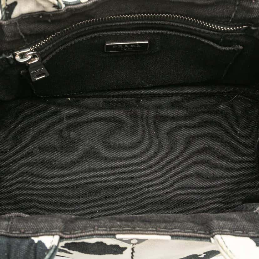 Prada Small Canvas Canapa Cow Print Satchel White Canvas Good condition - Model View