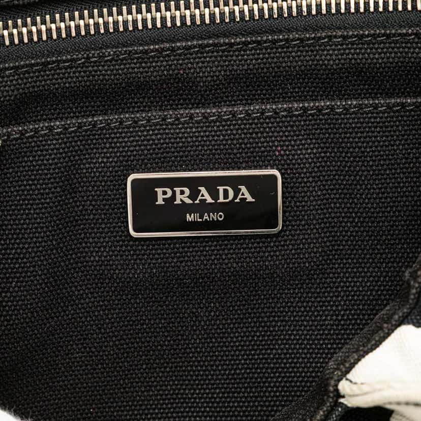 Prada Small Canvas Canapa Cow Print Satchel White Canvas Good condition - Box View