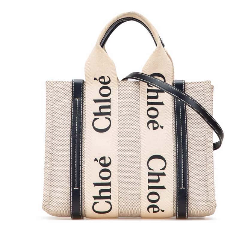 Chloé Small Canvas Woody Satchel Brown Canvas Good condition - Front View