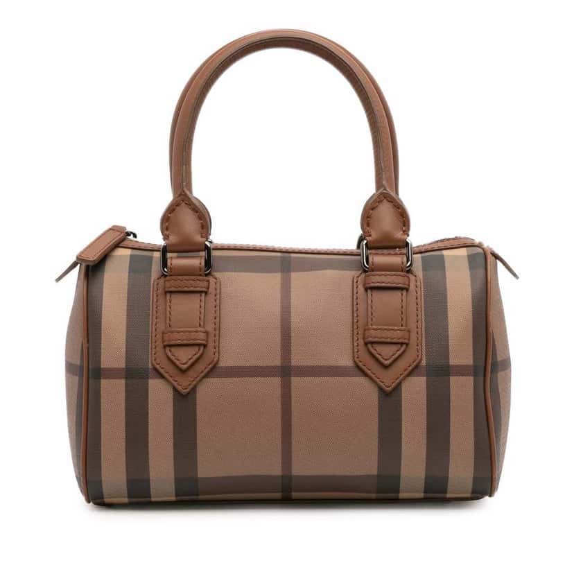Burberry Smoke Check Coated Canvas Chester Boston Bag Brown Canvas Good condition - Front View