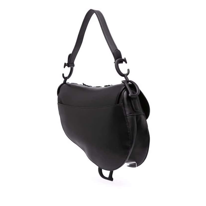 Dior Ultramatte Calfskin 3D Floral Saddle Bag Black Leather Good condition - Back View