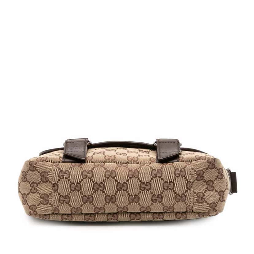 Gucci Small GG Canvas Double Buckle Flap Messenger Bag Brown Canvas Good condition - Inside View