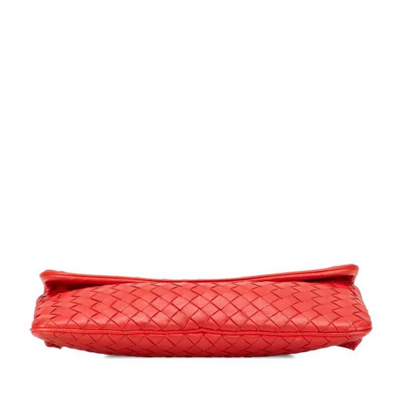 Bottega Veneta Mini Nappa Intrecciato Turn Lock Crossbody Red Leather Good condition - Inside View