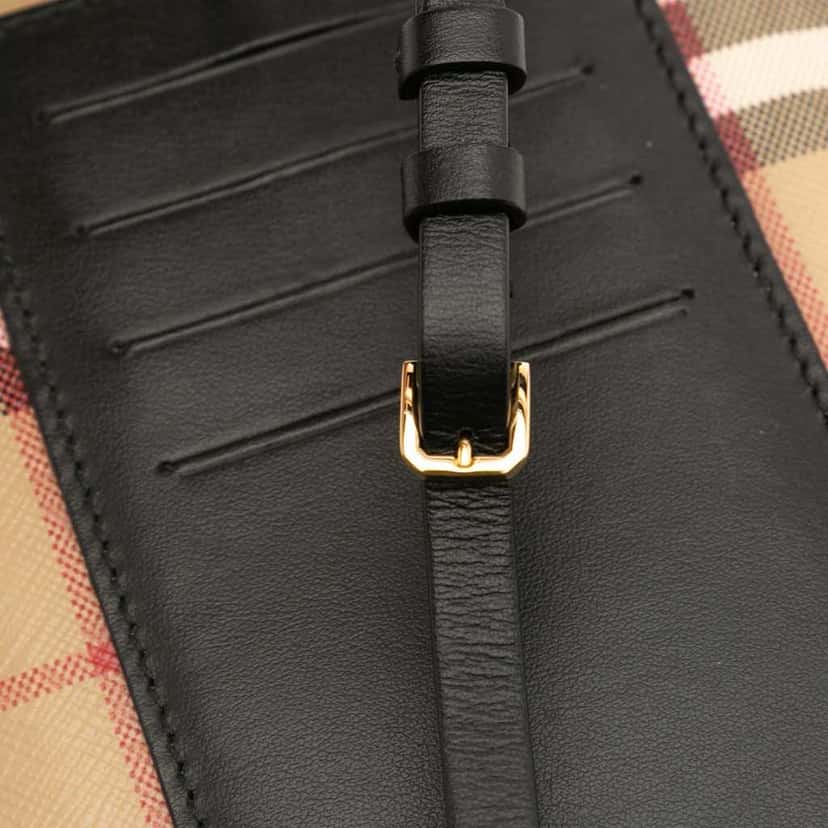 Burberry House Check Coated Canvas Phone Pouch Crossbody Brown Canvas Good condition - Model View
