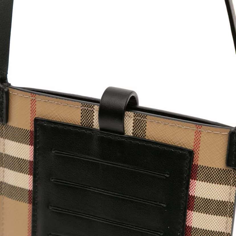 Burberry House Check Coated Canvas Phone Pouch Crossbody Brown Canvas Good condition - Box View