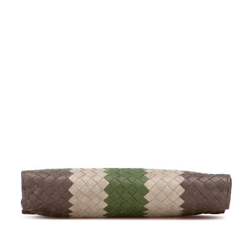 Bottega Veneta Tricolor Nappa Intrecciato Clutch Brown Leather Good condition - Inside View