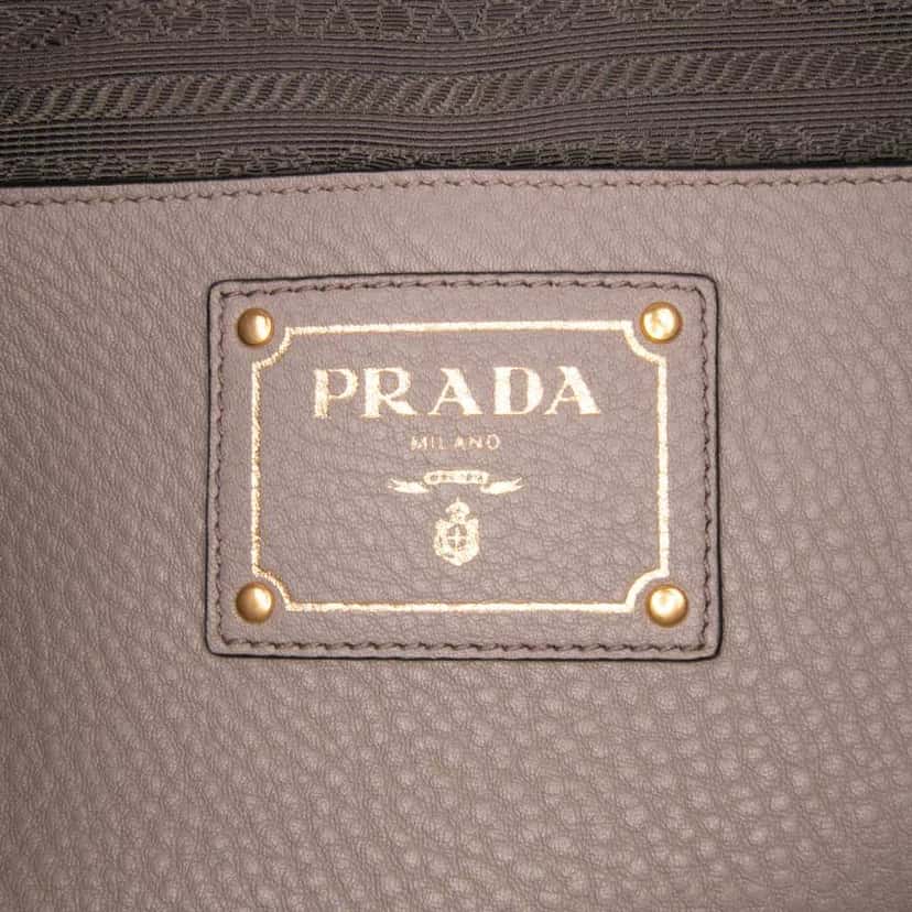 Prada Vitello Daino Open Convertible Tote Brown Leather Good condition - Box View