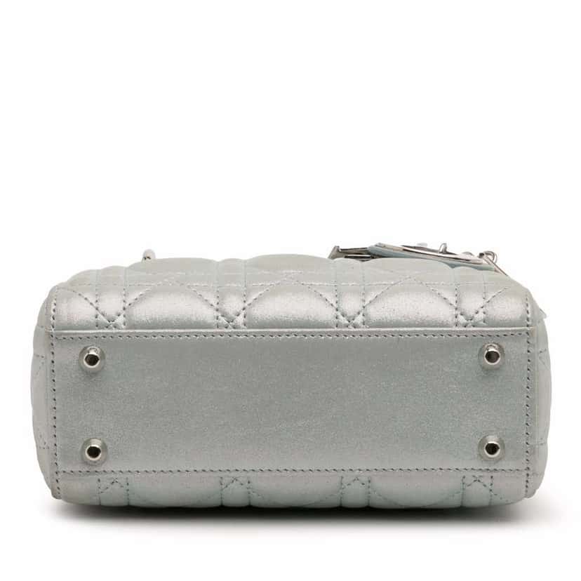 Dior Mini Iridescent Lambskin Cannage Lady Dior Blue Leather Good condition - Inside View