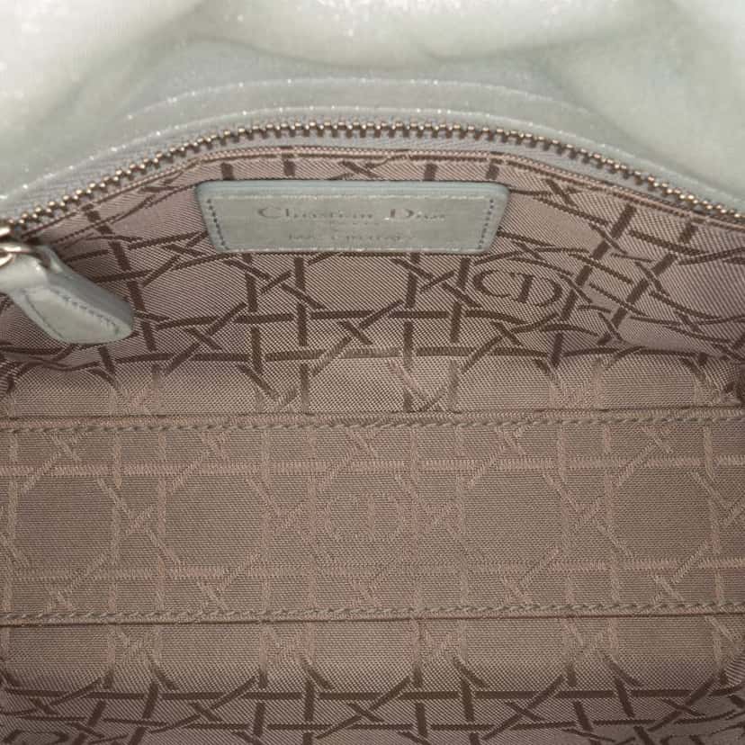 Dior Mini Iridescent Lambskin Cannage Lady Dior Blue Leather Good condition - Model View