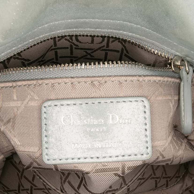 Dior Mini Iridescent Lambskin Cannage Lady Dior Blue Leather Good condition - Box View