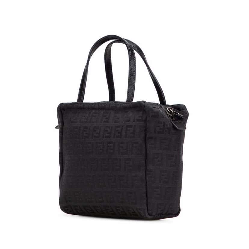 Fendi Mini Zucchino Canvas Handbag Black Canvas Good condition - Back View