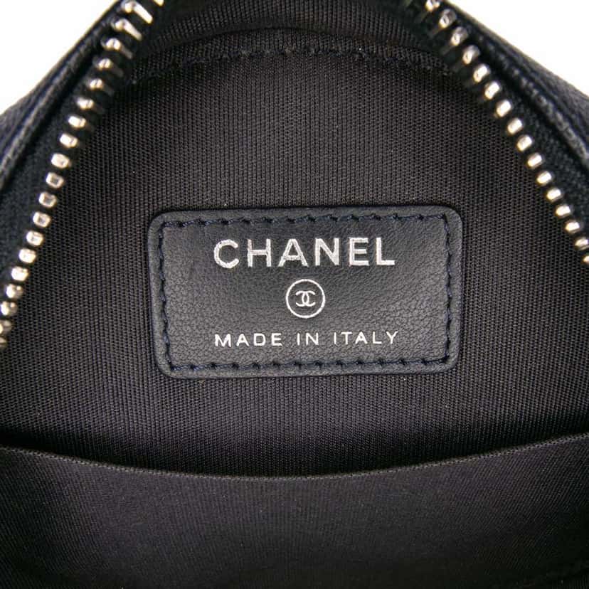 Chanel Caviar Striped CC Filigree Round Crossbody Blue Leather Good condition - Box View