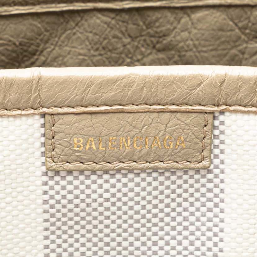 Balenciaga Medium Woven Calfskin Barbes East West Shopper Bag Grey Leather Very good condition - Box View